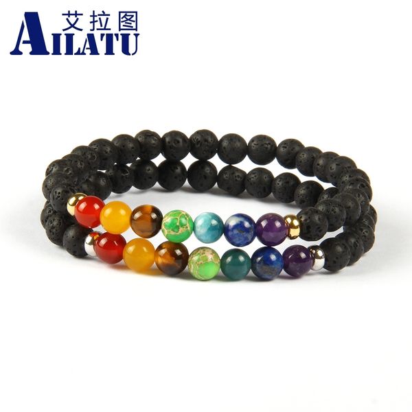 ailatu new design 6mm lava rock stone beads with 7 chakra healing stone yoga meditation bracelet, Golden;silver
ailatu new design 6mm lava rock stone beads with 7 chakra healing stone yoga meditation bracelet, Golden;silver