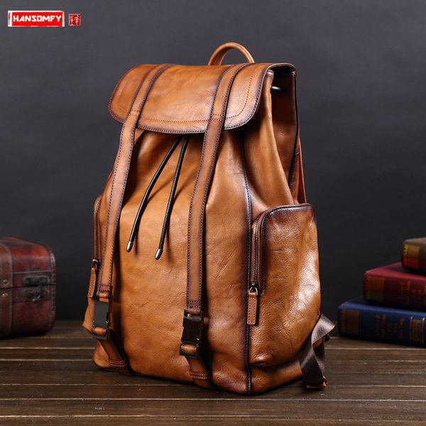 new vintage leather men backpacks cowhide lapbag full leather men's drawstring travel backpack schoolbag large capacity 2020
new vintage leather men backpacks cowhide lapbag full leather men's drawstring travel backpack schoolbag large capacity 2020