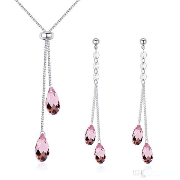 мода слеза падение кулон ожерелье серьги сделаны с элементами swarovski кристаллом для женщин свадьбы ювелирных изделий bijoux аксессуары да, Silver 
мода слеза падение кулон ожерелье серьги сделаны с элементами swarovski кристаллом для женщин свадьбы ювелирных изделий bijoux аксессуары да, Silver