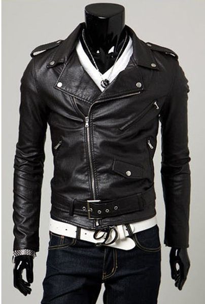 men's wear men locomotive slim fit casual stand collar tailor oblique zipper leather coat leather jacket jj p09, Black
men's wear men locomotive slim fit casual stand collar tailor oblique zipper leather coat leather jacket jj p09, Black