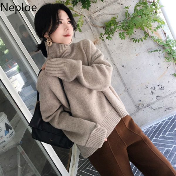 neploe sweater solid simple turtleneck long sleeve pullover female warm knitted loose autumn winter bottom pull femme sueter, White;black
neploe sweater solid simple turtleneck long sleeve pullover female warm knitted loose autumn winter bottom pull femme sueter, White;black