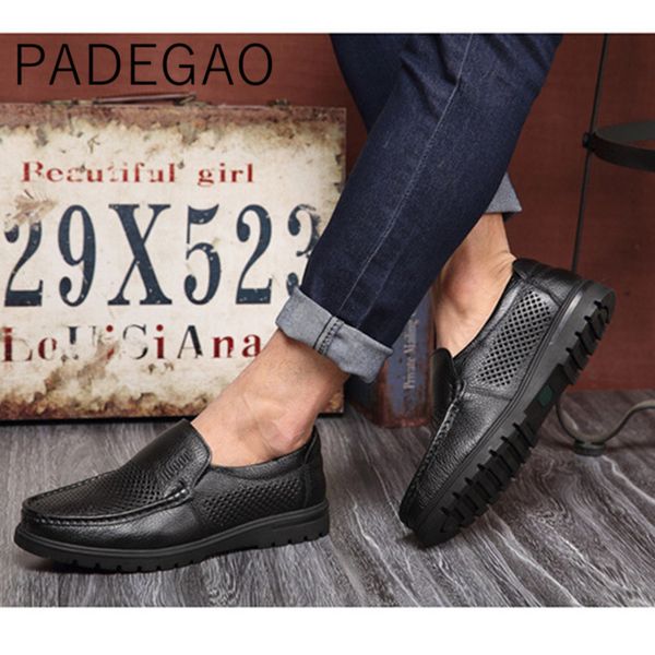 2019 summer casual hollow out slip on mens shoes breathable genuine leather mens loafers, Black
2019 summer casual hollow out slip on mens shoes breathable genuine leather mens loafers, Black