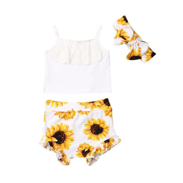 0-24m newborn baby girls sunflower clothes girls lace shorts suit o-neck short sleeve blouse+shorts+headband clothes outfits, White
0-24m newborn baby girls sunflower clothes girls lace shorts suit o-neck short sleeve blouse+shorts+headband clothes outfits, White