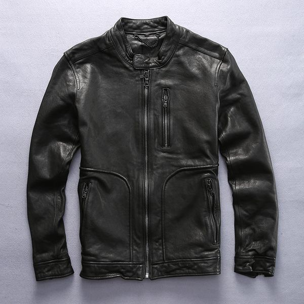 vegetable men's genuine slim fit tanned sheepskin causl leather jacket men black campera cuero hombre 2020
vegetable men's genuine slim fit tanned sheepskin causl leather jacket men black campera cuero hombre 2020