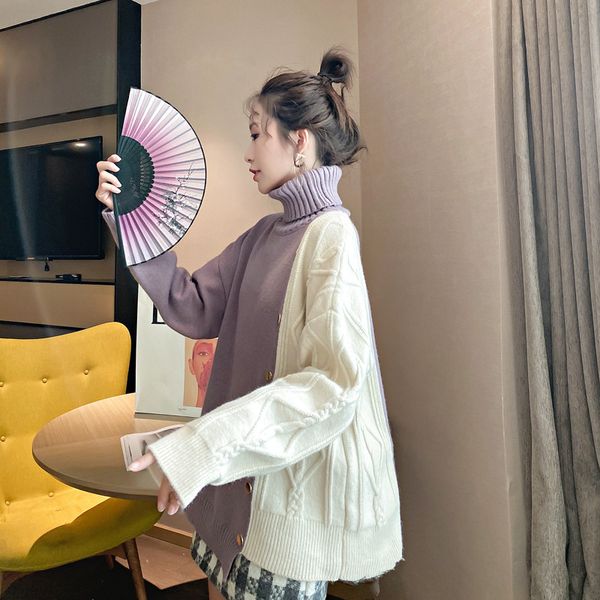 2020 spring casual women sweater two-color joint high collar pullover sweater women's thick loose-fit turtleneck women sweaters, White;black
2020 spring casual women sweater two-color joint high collar pullover sweater women's thick loose-fit turtleneck women sweaters, White;black