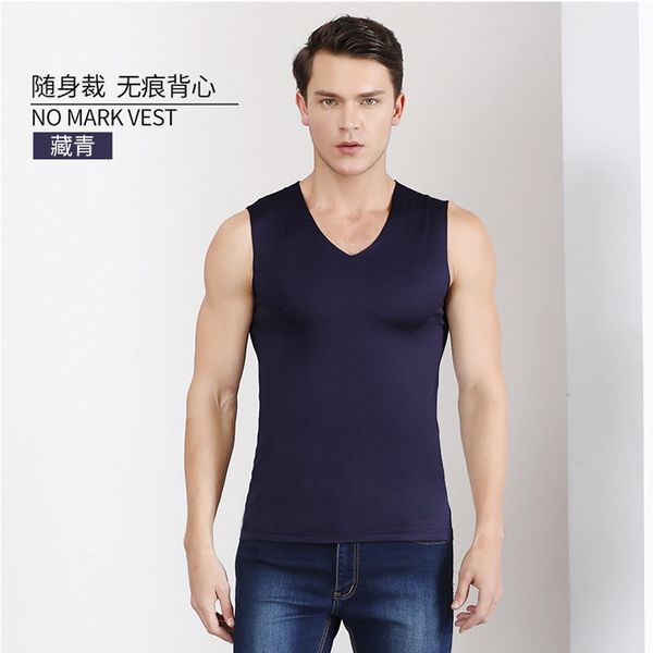 

b3 summer seamless ice silk men' vest modal thin breathable tight broad-shouldered sleeveless bottoming shirt on behalf, White;black