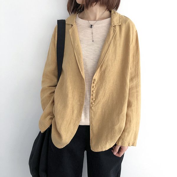 2020 new women long sleeve solid color blazer ladies loose single-breasted lapel small suit casual office lady linen jacket, White;black
2020 new women long sleeve solid color blazer ladies loose single-breasted lapel small suit casual office lady linen jacket, White;black