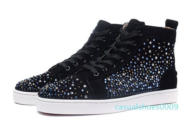 women men luxury designer flat casual colorful casual spikes high red bottom pik pik studded sneakers shoes c09, Black
women men luxury designer flat casual colorful casual spikes high red bottom pik pik studded sneakers shoes c09, Black