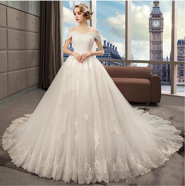 2020 new ball gown wedding dresses lace applique beaded bridal gowns hochzeitskleider country wedding gowns long train abiti da sposa, White
2020 new ball gown wedding dresses lace applique beaded bridal gowns hochzeitskleider country wedding gowns long train abiti da sposa, White