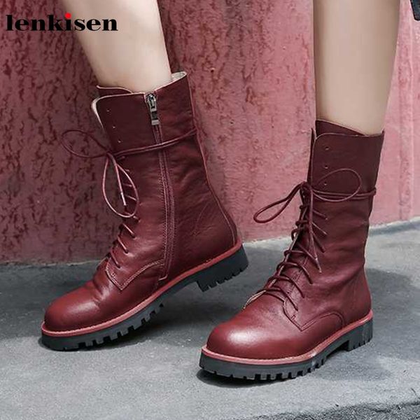 lenkisen genuine leather leisure vintage boots lace up med heels round toe solid cozy winter keep warm women mid-calf boots l93, Black
lenkisen genuine leather leisure vintage boots lace up med heels round toe solid cozy winter keep warm women mid-calf boots l93, Black