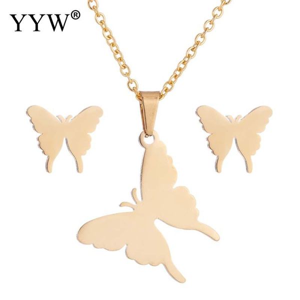 yyw 2019 cute butterfly stainless steel jewelry sets for women necklace earring sets party wedding anniversary gift wholesale, Silver
yyw 2019 cute butterfly stainless steel jewelry sets for women necklace earring sets party wedding anniversary gift wholesale, Silver