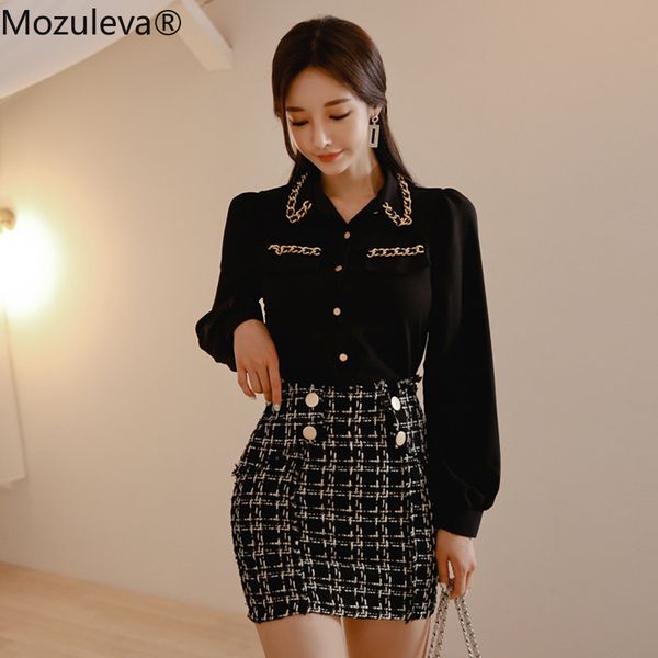 mozuleva 2020 spring women lantern sleeve black chiffon shirt blouse+tweed plaid pencil short skirt set office lady 2 pieces set, White
mozuleva 2020 spring women lantern sleeve black chiffon shirt blouse+tweed plaid pencil short skirt set office lady 2 pieces set, White