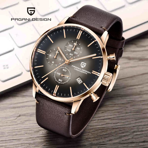 pagani design sports watch men chronograph wristwatch genuine leather quartz men's watches relogio masculino, Slivery;brown
pagani design sports watch men chronograph wristwatch genuine leather quartz men's watches relogio masculino, Slivery;brown