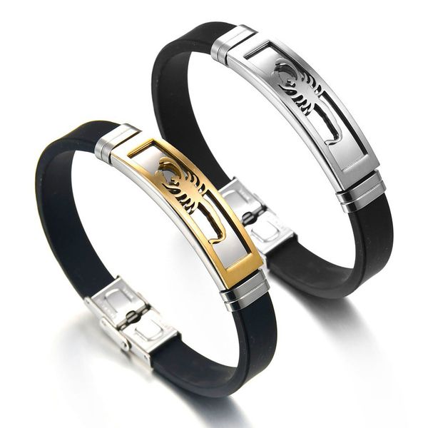 New Punk Black Silicone Bracelets For Men Women Stainless Steel Scorpion Cross Design Bangle Wristbands Fashion Jewelry Gift
New Punk Black Silicone Bracelets For Men Women Stainless Steel Scorpion Cross Design Bangle Wristbands Fashion Jewelry Gift