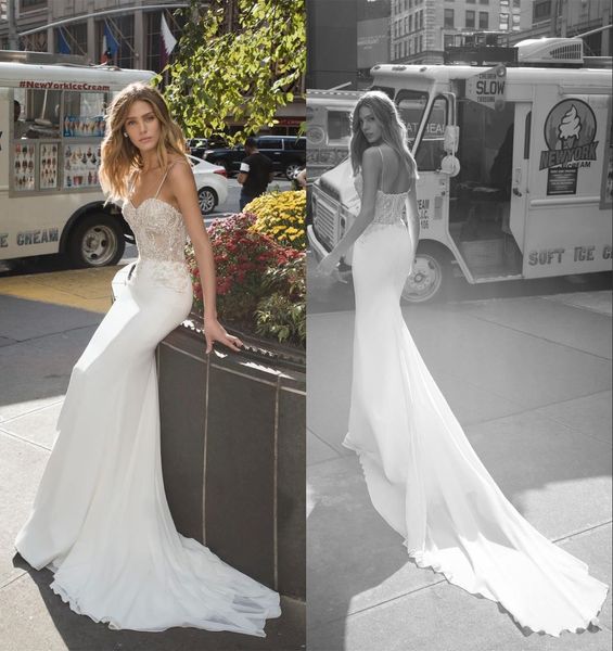2019 lace appliqued spaghetti boho mermaid wedding dress elegant open back see through beach bohemian bridl gown, White
2019 lace appliqued spaghetti boho mermaid wedding dress elegant open back see through beach bohemian bridl gown, White