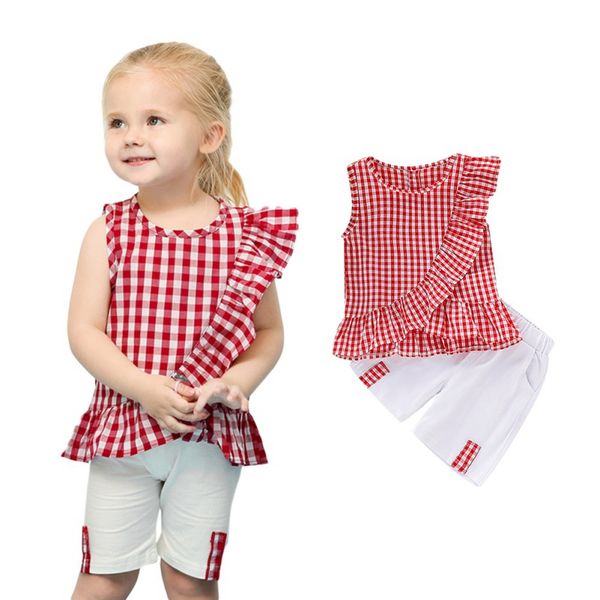 summer children baby girls casual sleeveless plaid print t-shirt +shorts costume set, White
summer children baby girls casual sleeveless plaid print t-shirt +shorts costume set, White