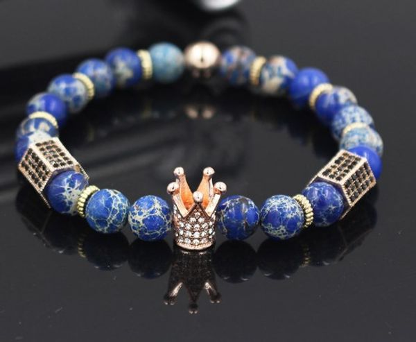 8mm ryh42 gold silver copper cz zircon cubic zirconia elastic adjusted charm lapis lazuli nature stone agate onyx crown bracelet, Black
8mm ryh42 gold silver copper cz zircon cubic zirconia elastic adjusted charm lapis lazuli nature stone agate onyx crown bracelet, Black