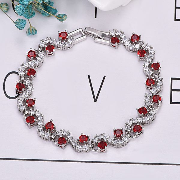 luckyshine fire round red garnet z gems silver flower white red blue zircon chain bracelets bangles holiday wedding party, Black
luckyshine fire round red garnet z gems silver flower white red blue zircon chain bracelets bangles holiday wedding party, Black