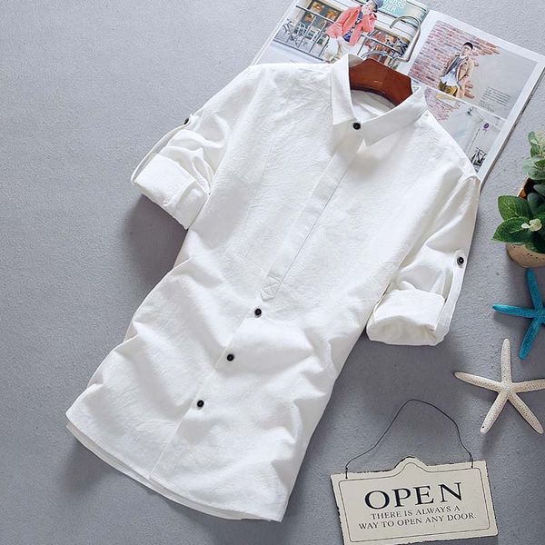 summer cotton linen shirt men short sleeve 3/4 lenght casual slim shirt men blouses, White;black
summer cotton linen shirt men short sleeve 3/4 lenght casual slim shirt men blouses, White;black