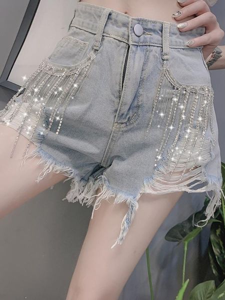 celebrity shorts women's 2020 summer new high-waisted slim diamond tassels flash cowboy shorts holes jeans pants female, Blue
celebrity shorts women's 2020 summer new high-waisted slim diamond tassels flash cowboy shorts holes jeans pants female, Blue