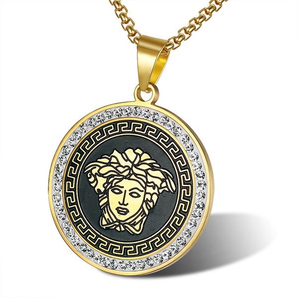 fashion men design round card versae medusa necklace male retro hip hop titanium steel pendant jewelry gift, Silver
fashion men design round card versae medusa necklace male retro hip hop titanium steel pendant jewelry gift, Silver