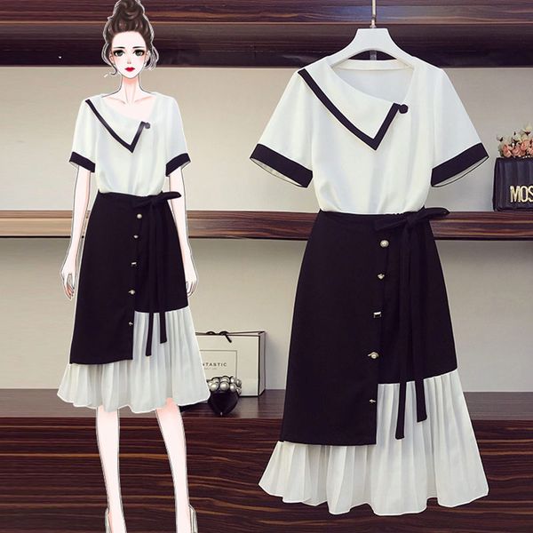plus size women's 2020 new summer chiffon shirt + skirt two-piece suit fashion patchwork irregular pleated skirt set k363, White
plus size women's 2020 new summer chiffon shirt + skirt two-piece suit fashion patchwork irregular pleated skirt set k363, White