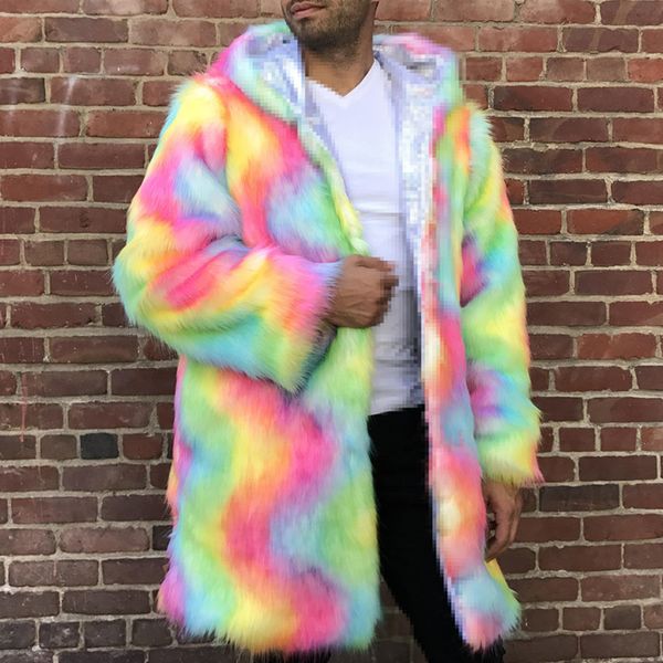 s-5xl oversize rainbow festival coat colorful fake faux fur shiny men fashion disco jacket hooded men's outerwear coats hackets, Black
s-5xl oversize rainbow festival coat colorful fake faux fur shiny men fashion disco jacket hooded men's outerwear coats hackets, Black