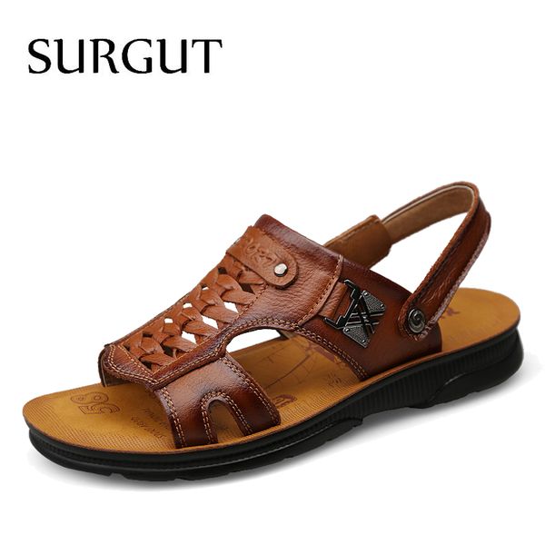 surgut summer beach shoes men trend comfortable casual non-slip sandals genuine leather men sandals shoes size 38~44, Black
surgut summer beach shoes men trend comfortable casual non-slip sandals genuine leather men sandals shoes size 38~44, Black
