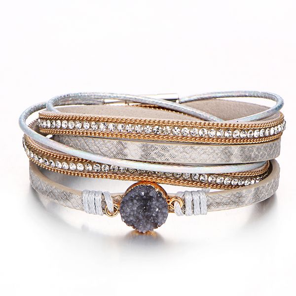 multilayer leather wrap bracelet with magnetic clasp handmade vintage rhinestone druzy bracelets for women personalized gifts, Golden;silver
multilayer leather wrap bracelet with magnetic clasp handmade vintage rhinestone druzy bracelets for women personalized gifts, Golden;silver