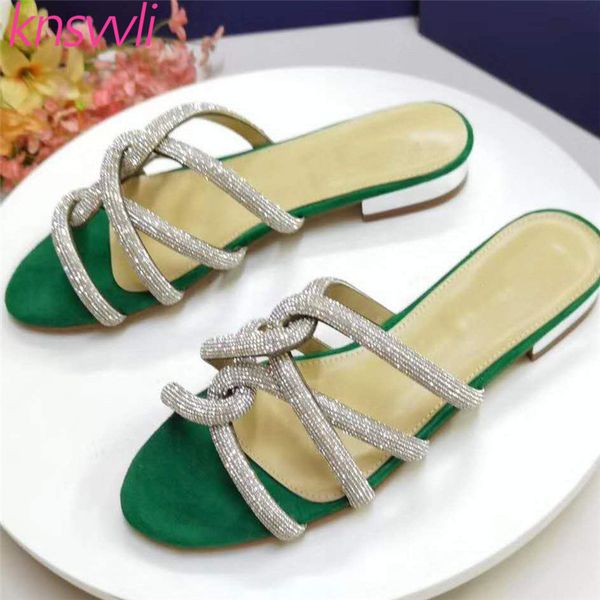 rhinestone cross strap slippers woman flat mules casual beach shoes ladies green pink black women sandals designer party shoes
rhinestone cross strap slippers woman flat mules casual beach shoes ladies green pink black women sandals designer party shoes