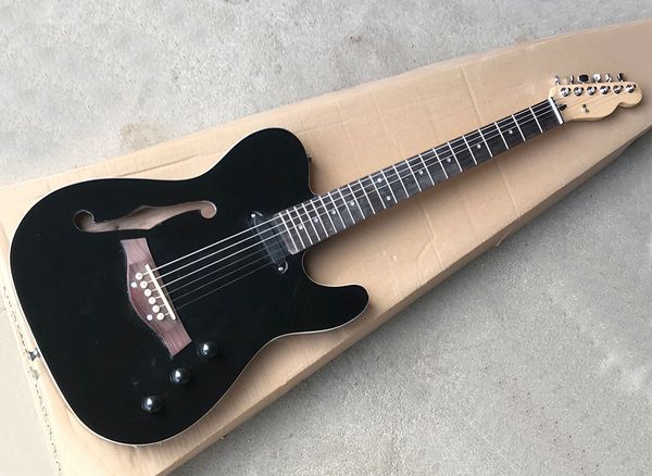 wholesale black semi hollow electric guitar with rosewood tailpiece,22 frets,rosewood fretboard,can be customized
wholesale black semi hollow electric guitar with rosewood tailpiece,22 frets,rosewood fretboard,can be customized