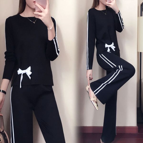three colors knitted woman suit year-old female costume chic wide leg pants 2 piece set women casual ensemble femme survetement, Gray
three colors knitted woman suit year-old female costume chic wide leg pants 2 piece set women casual ensemble femme survetement, Gray