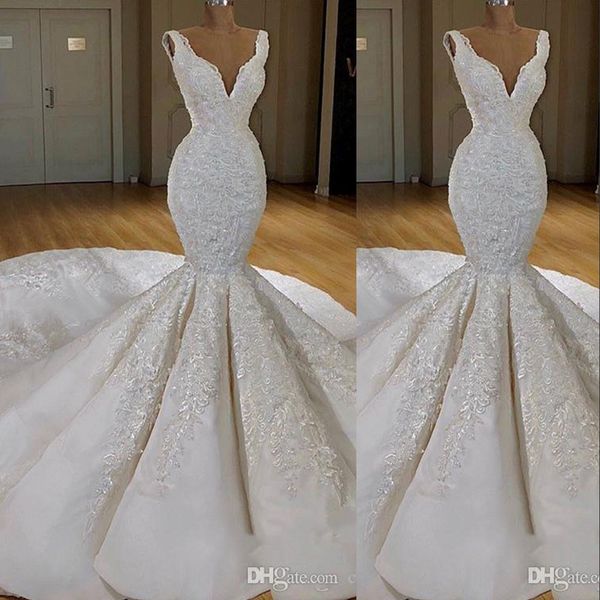 new luxury african mermaid wedding dresses v neck lace appliques crystal beaded sleeveless chapel train plus size formal brid242b, White
new luxury african mermaid wedding dresses v neck lace appliques crystal beaded sleeveless chapel train plus size formal brid242b, White