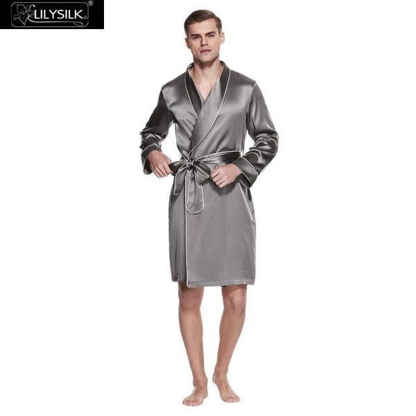 men's sleepwear lilysilk silk robe men pure luxury natural splendid with contrast piping 22 momme clothing, Black;brown
men's sleepwear lilysilk silk robe men pure luxury natural splendid with contrast piping 22 momme clothing, Black;brown