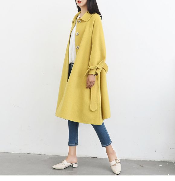 women wool coat 2019 spring women medium length alpaca woolen outerwear korean new, Black
women wool coat 2019 spring women medium length alpaca woolen outerwear korean new, Black