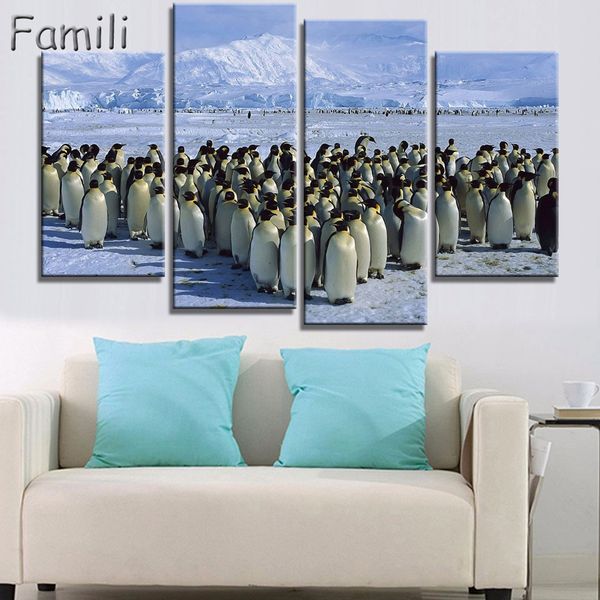 

4 панель настоящее холст для живописи 5 шт. холст wall art высокое качество пингвин живопись на ярких картинках для гостиной