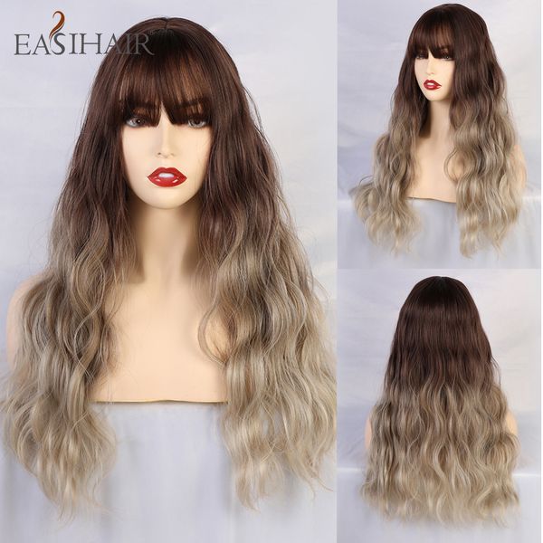 synthetic wigs easihair long dark brown to beige ombre wave for women wavy cosplay heat resistant fiber fake hair, Black
synthetic wigs easihair long dark brown to beige ombre wave for women wavy cosplay heat resistant fiber fake hair, Black