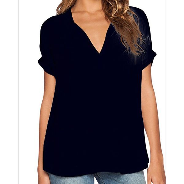 women summer v-neck short sleeve chiffon blouse female new fashion shirt long loose shirt, White
women summer v-neck short sleeve chiffon blouse female new fashion shirt long loose shirt, White