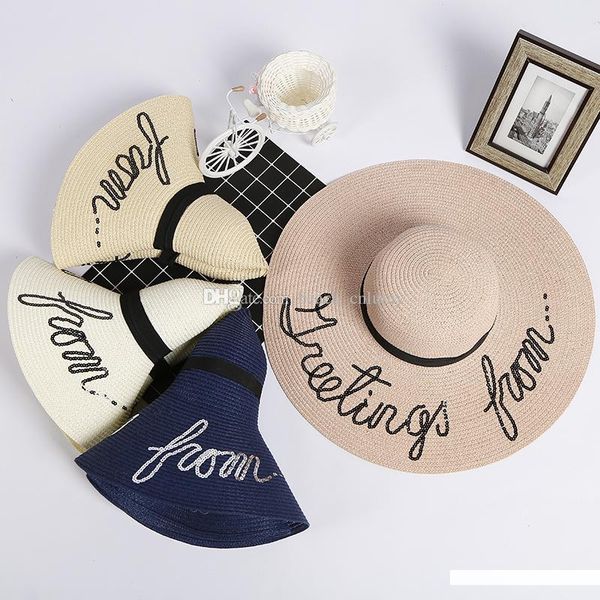 fashion wide brim summer beach sun hats for women letter embroidery straw hats caps ladies girl sunscreen big foldable hats holiday sale, Blue;gray
fashion wide brim summer beach sun hats for women letter embroidery straw hats caps ladies girl sunscreen big foldable hats holiday sale, Blue;gray