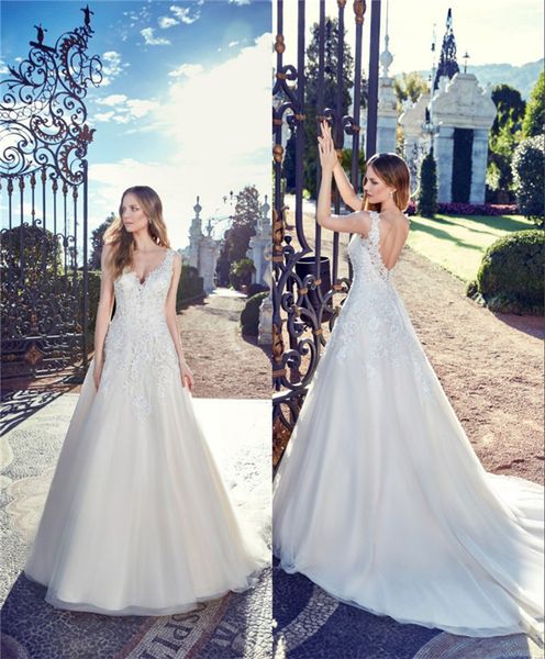 2018 modest lace appliques a-line wedding dresses ivory v neck lace bridal gowns court train plus size, White
2018 modest lace appliques a-line wedding dresses ivory v neck lace bridal gowns court train plus size, White