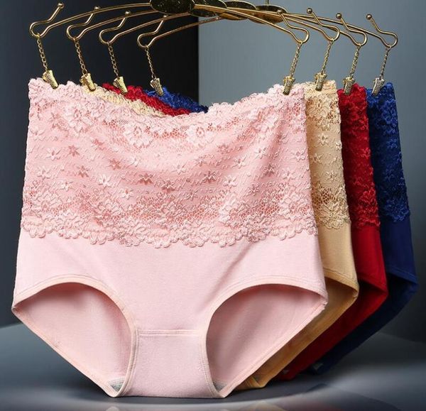Women Lace Florals High Waist Underpants Lady Briefs Female Underpanties Soft Cotton Seamless Underpants Women Underwear Briefs
