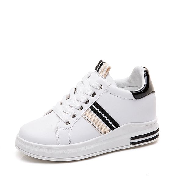 wedge women sneakers white shoes women casual shoes new leather women's sneakers chunky sneakers woman plataforma feminino, Black 
wedge women sneakers white shoes women casual shoes new leather women's sneakers chunky sneakers woman plataforma feminino, Black