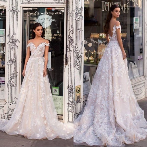 vintage sheer short sleeves lace a line wedding dresses 2019 3d lace floral sash backless bridal gowns custom, White
vintage sheer short sleeves lace a line wedding dresses 2019 3d lace floral sash backless bridal gowns custom, White