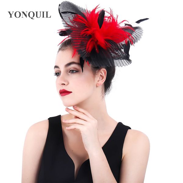 2018 new design black and red hair fascinators wedding hat feather accessories bridal mesh headdress for kenducky party headwear
2018 new design black and red hair fascinators wedding hat feather accessories bridal mesh headdress for kenducky party headwear