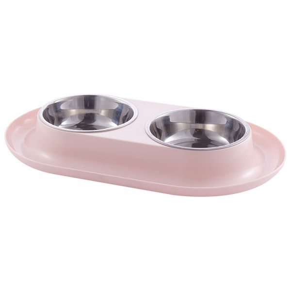 stainless steel pet dog double bowls food water plate food basin puppy pet feeding supplies