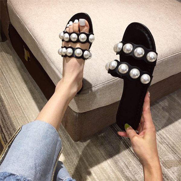 string bead shoes woman 2020 women's beach slippers pantofle fretwork heels sabot new soft flat summer rome slides basic pu, Black
string bead shoes woman 2020 women's beach slippers pantofle fretwork heels sabot new soft flat summer rome slides basic pu, Black