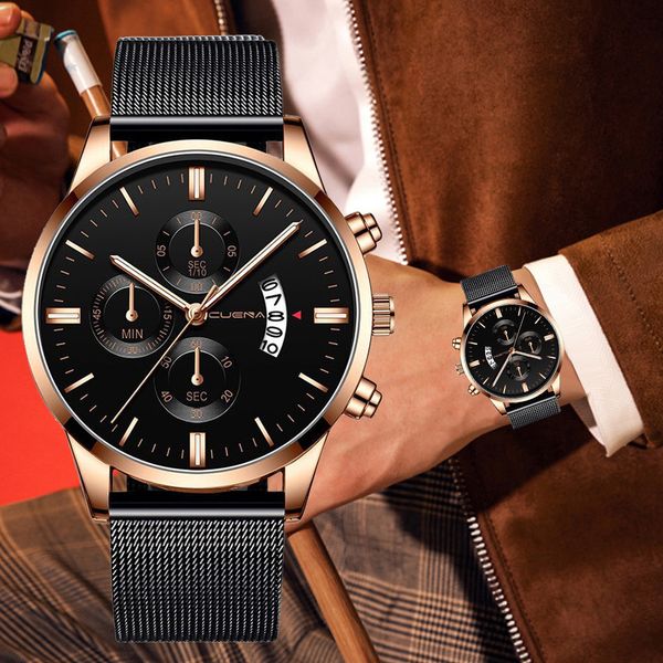cuena wrist watch men's fashion sport stainless steel case quartz analog male clock men watches quartzo day date man watch, Slivery;brown
cuena wrist watch men's fashion sport stainless steel case quartz analog male clock men watches quartzo day date man watch, Slivery;brown