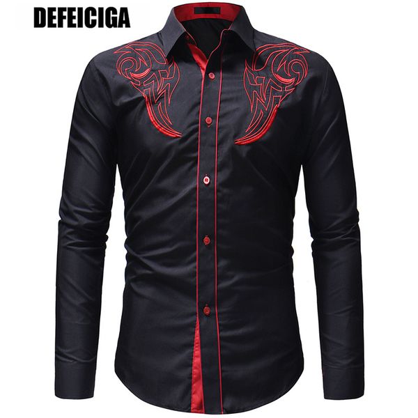 2019 defeiciga shirt men brand design embroidery slim fit casual long sleeve shirts mens wedding party shirt for male, White;black
2019 defeiciga shirt men brand design embroidery slim fit casual long sleeve shirts mens wedding party shirt for male, White;black
