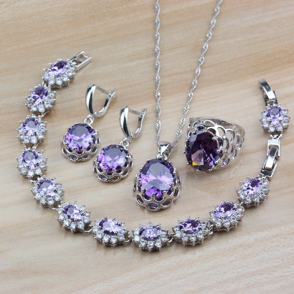 sweet romantic wedding costume 925 silver jewelry sets for women purple crystal dangle earrings/necklace/bracelet and ring sets, Slivery;golden
sweet romantic wedding costume 925 silver jewelry sets for women purple crystal dangle earrings/necklace/bracelet and ring sets, Slivery;golden