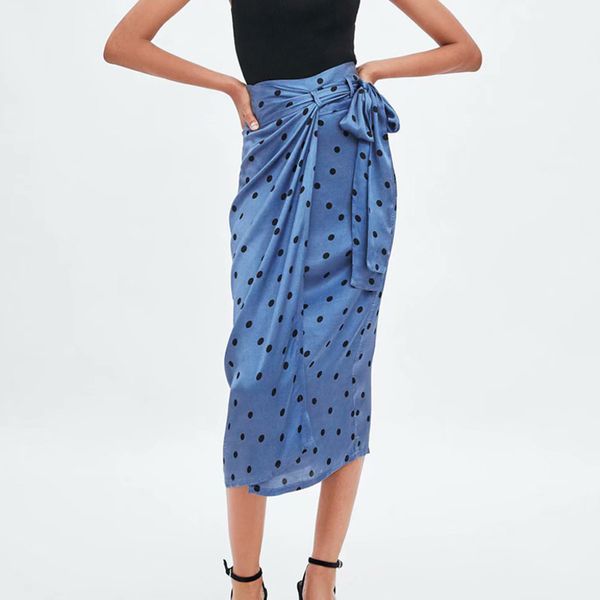 women chic dots print blue wrap skirts bow tie sashes split female 2019 casual straight mid calf skirts faldas mujer womens a987, Black
women chic dots print blue wrap skirts bow tie sashes split female 2019 casual straight mid calf skirts faldas mujer womens a987, Black